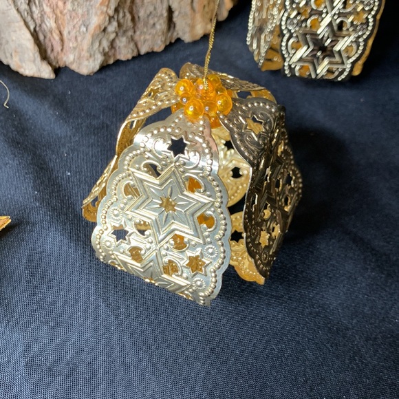 SET OF 9 VTG gold tone metal filagree ECKARTINA Christmas ornaments West Germany - Picture 7 of 17